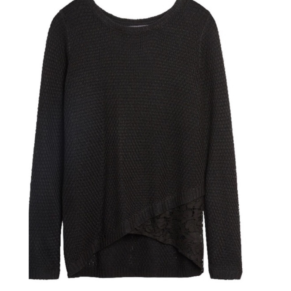 Brixton Ivy Darla Asymmetric Lace Hem Sweater